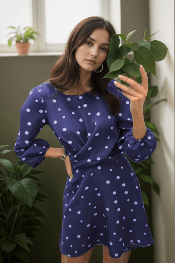 Robe A Pois Bleu Marine