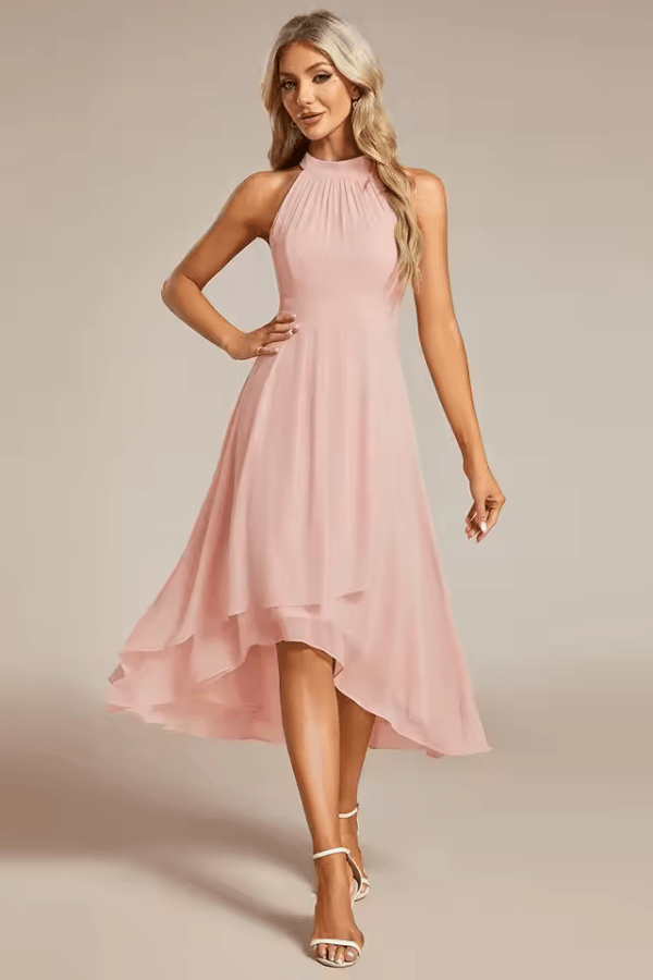 Robe Asymétrique Rose Poudré
