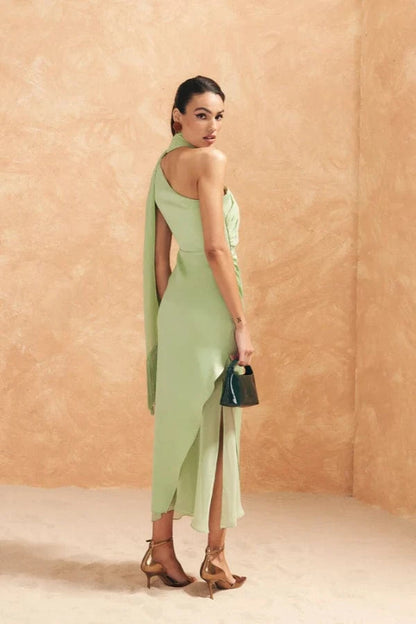 Robe Asymétrique Vert D'Eau