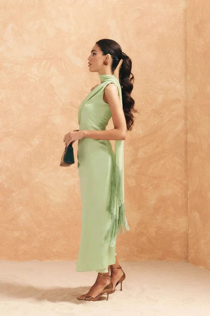 Robe Asymétrique Vert D'Eau