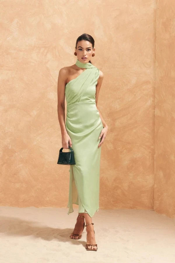 Robe Asymétrique Vert D'Eau
