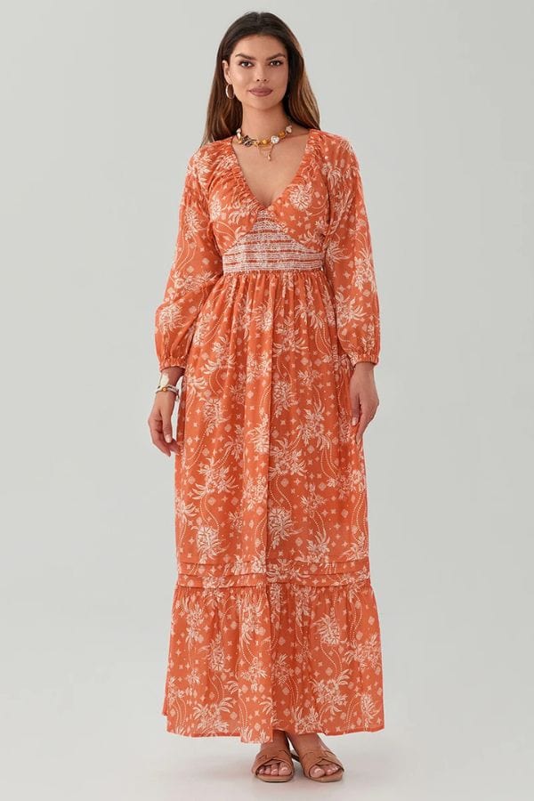 Robe Beige Et Terracotta