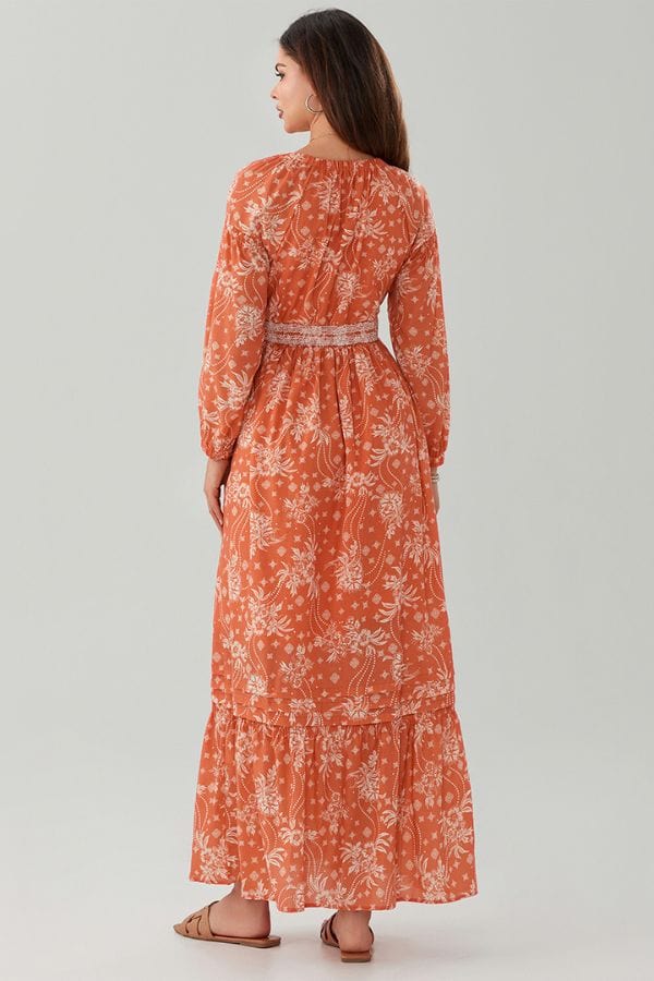 Robe Beige Et Terracotta