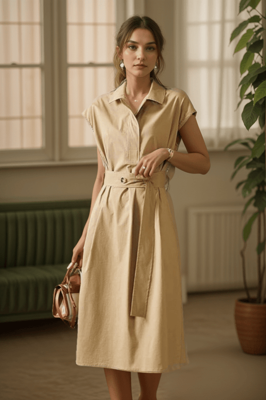 Robe Beige Mi Longue