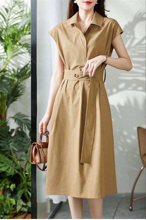 Robe Beige Mi Longue