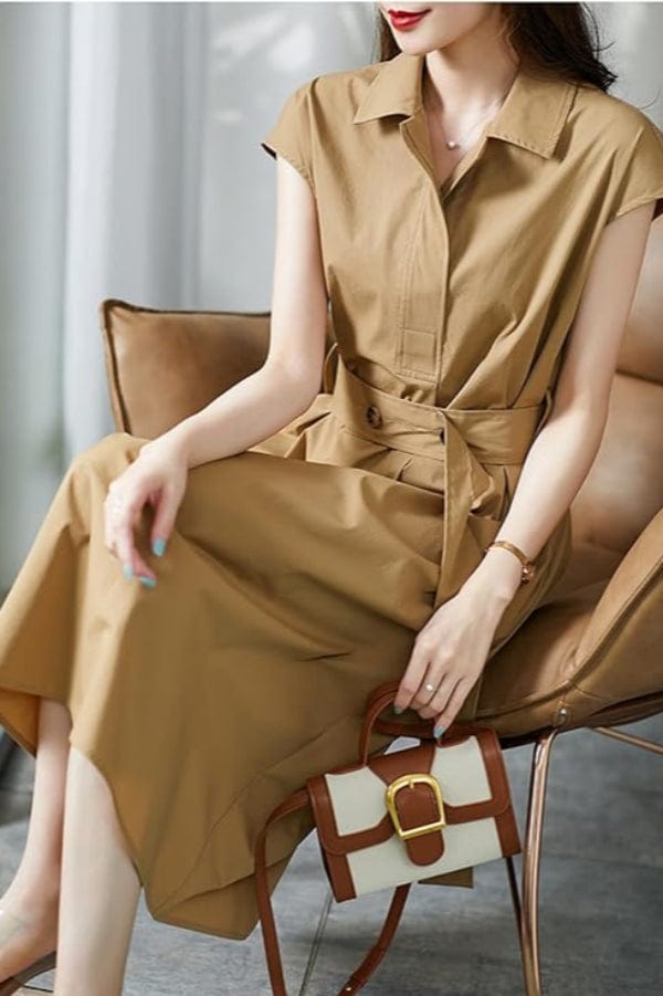 Robe Beige Mi Longue