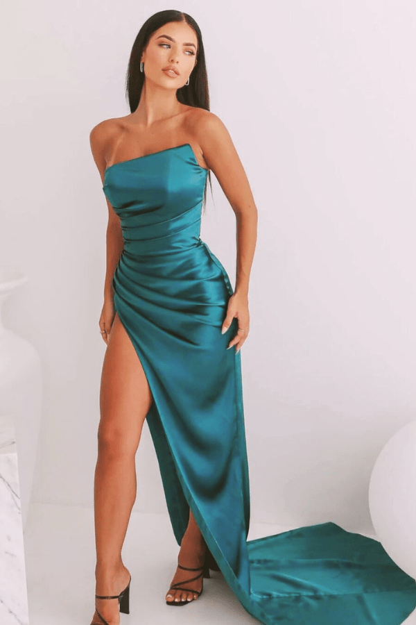 Robe Bleu Canard Satin