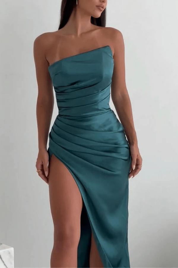 Robe Bleu Canard Satin