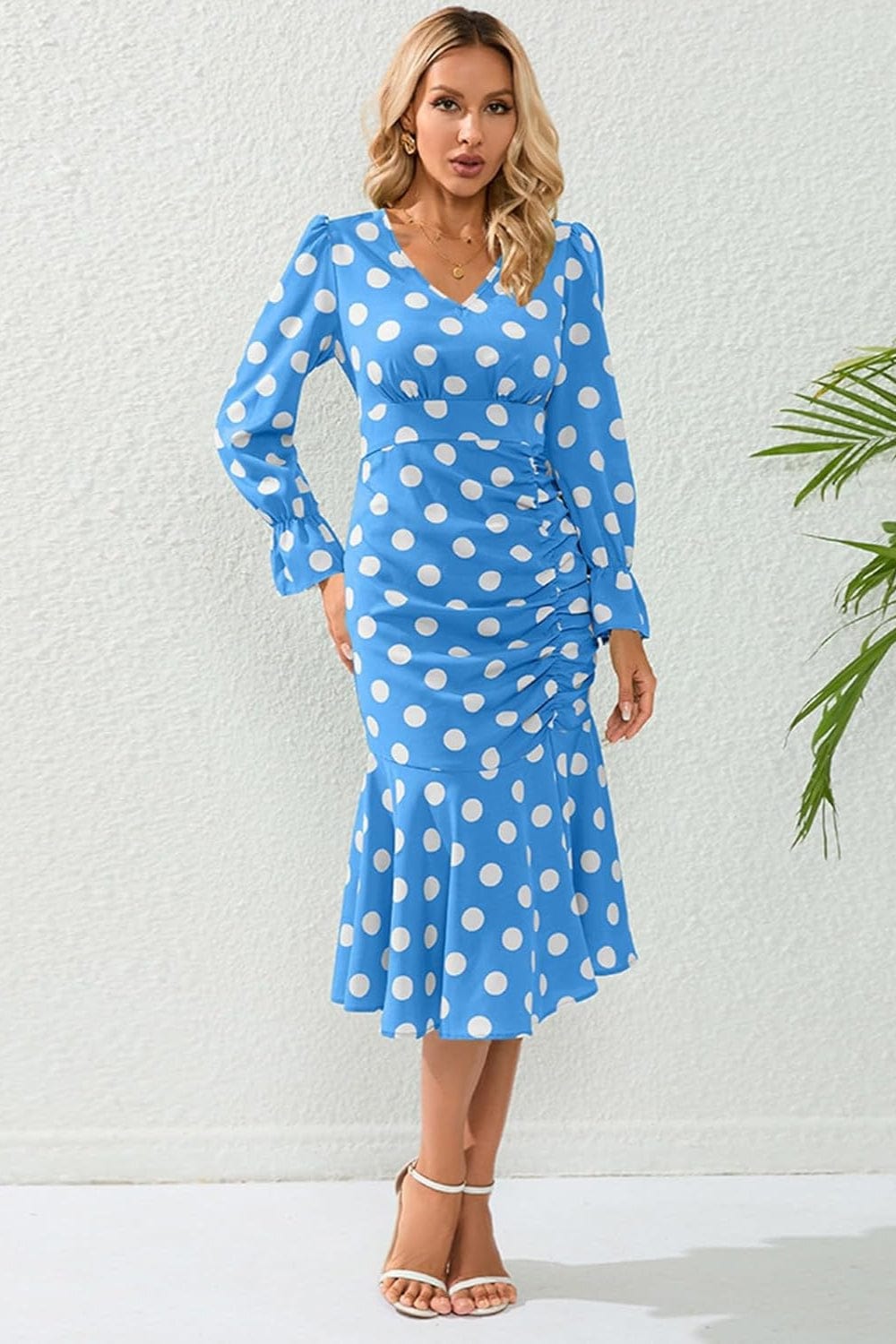 Robe Bleu Ciel A Pois