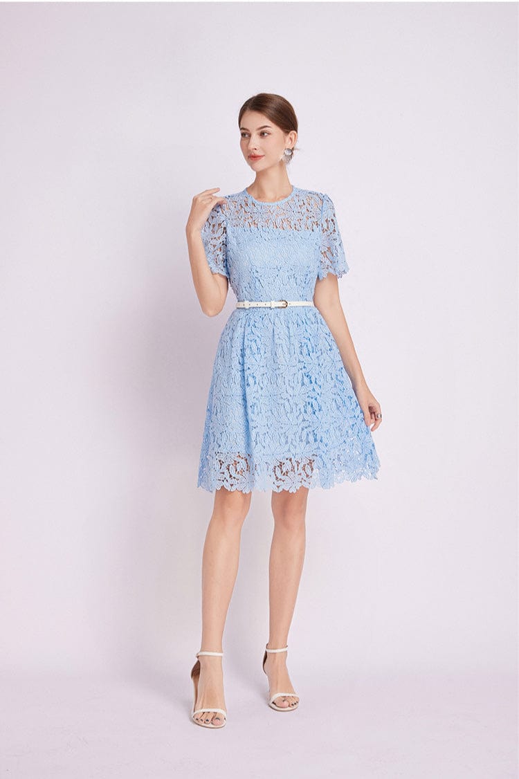 Robe Bleu Ciel Dentelle
