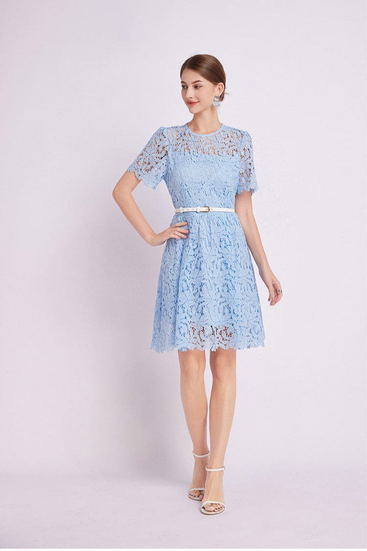Robe Bleu Ciel Dentelle
