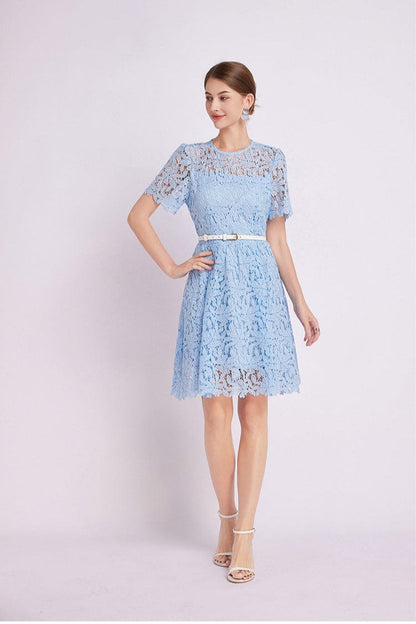 Robe Bleu Ciel Dentelle