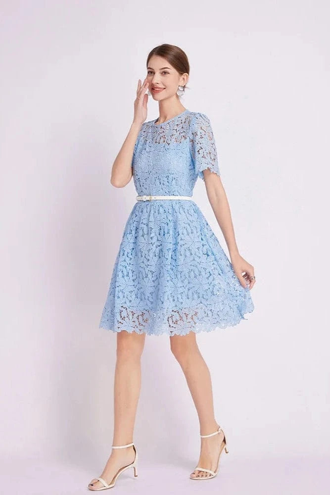 Robe Bleu Ciel Dentelle