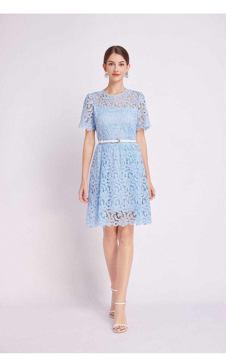 Robe Bleu Ciel Dentelle