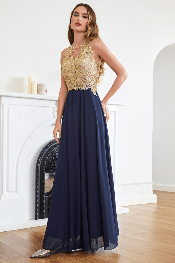 Robe Bleue Et Dorée