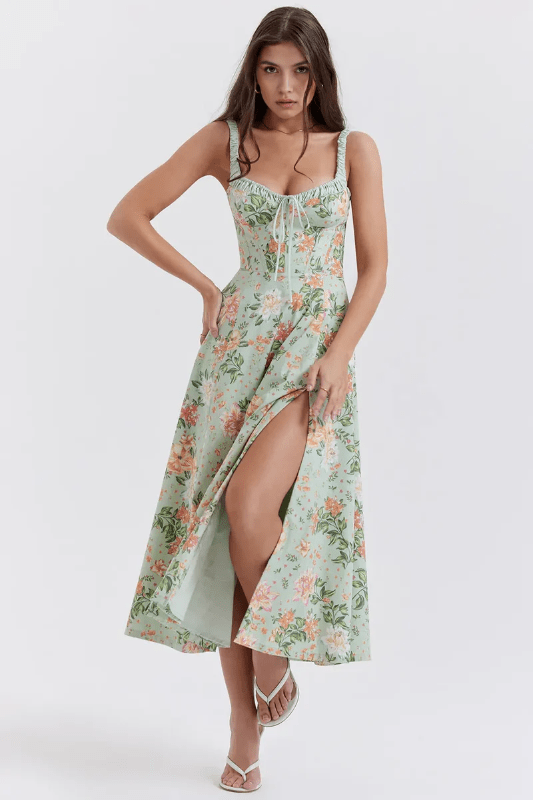 Robe Bustier Vert Sauge