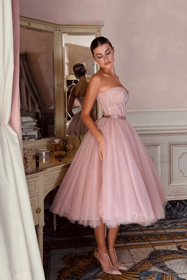 Robe Bustier Vieux Rose