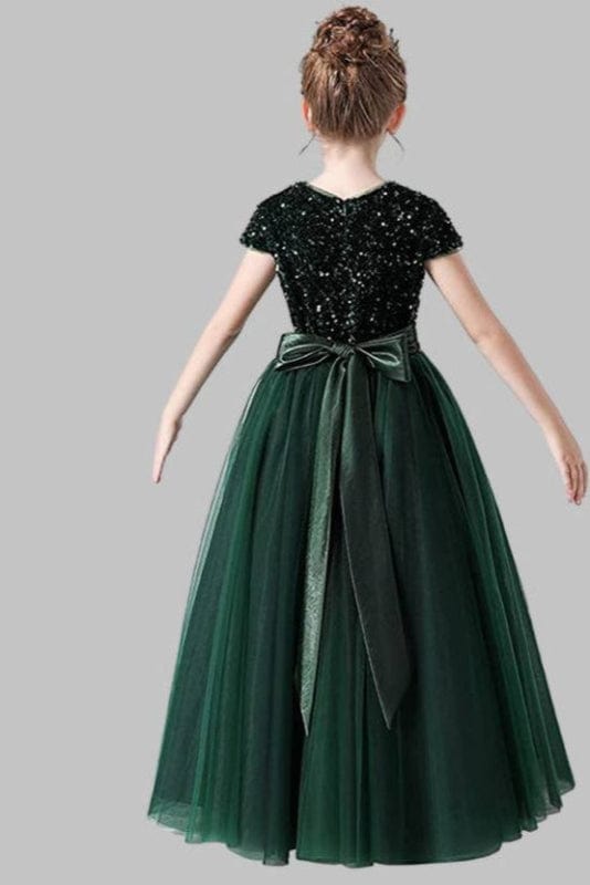 Robe Cérémonie Fille Vert Émeraude
