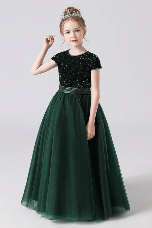 Robe Cérémonie Fille Vert Émeraude