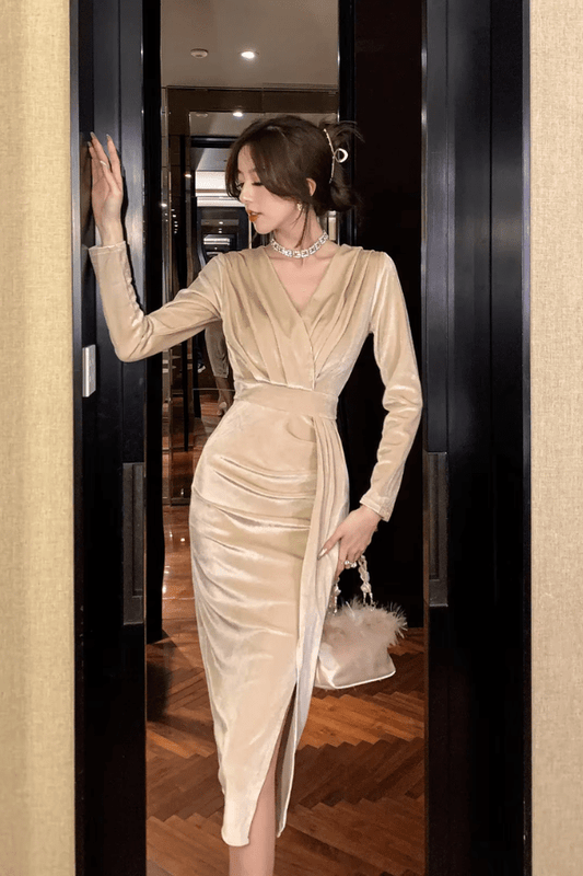 Robe Champagne Manche Longue