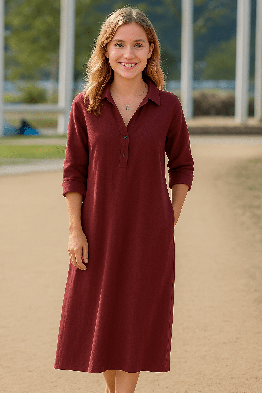 Robe Chemise Bordeaux