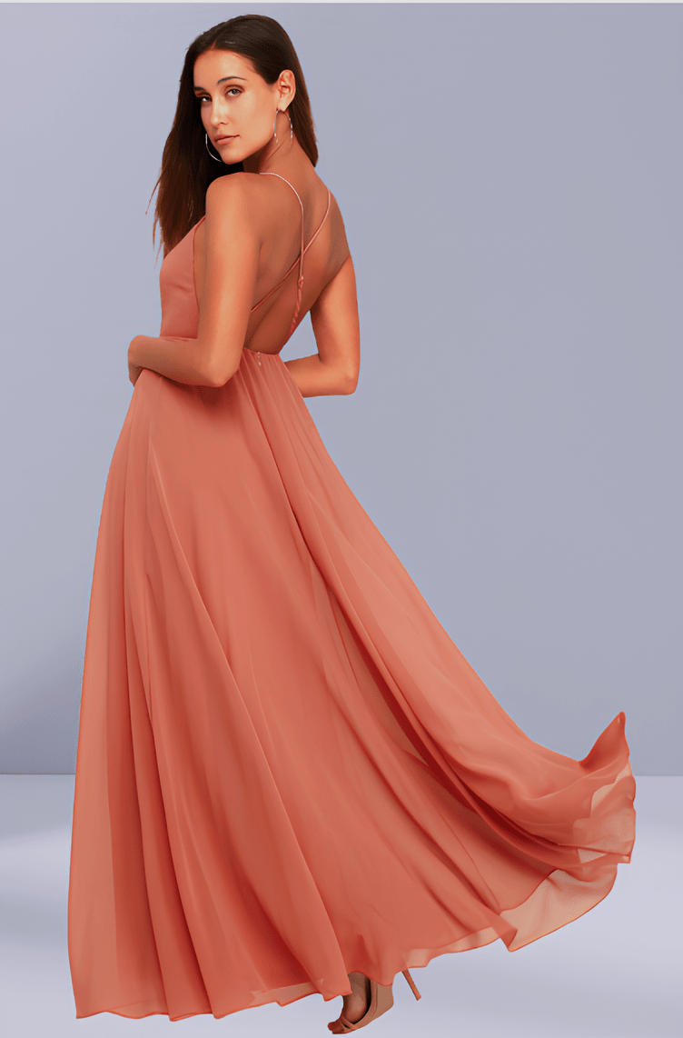 Robe Cocktail Corail Longue