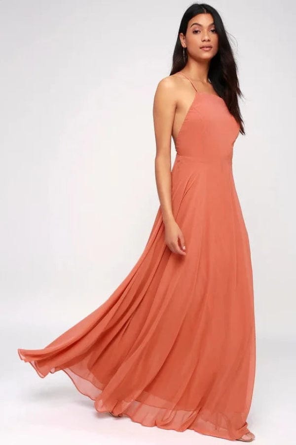 Robe Cocktail Corail Longue