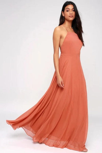 Robe Cocktail Corail Longue