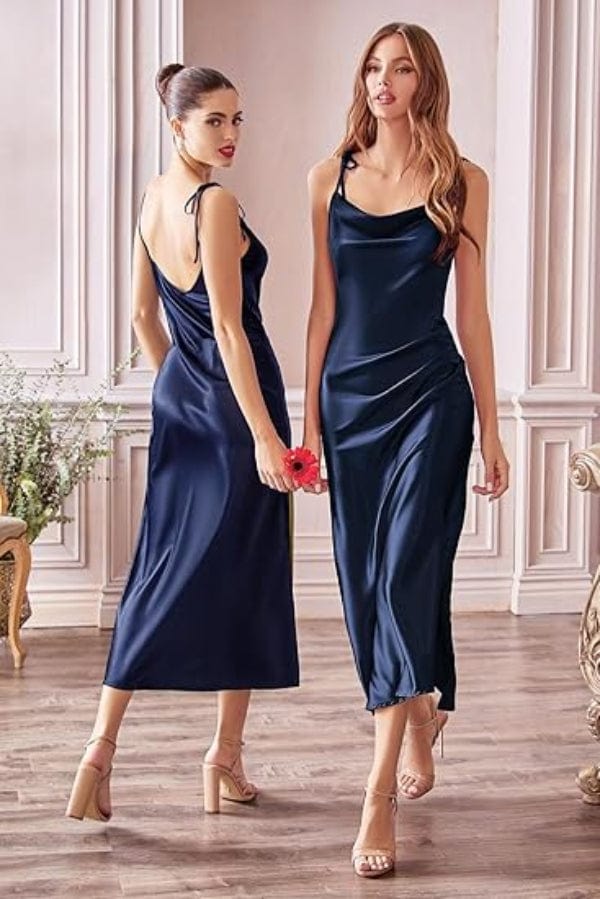 Robe de Demoiselle D'Honneur Bleu Marine Longue