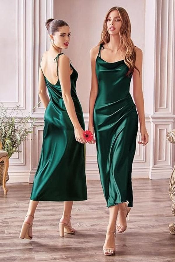 Robe de Demoiselle D'Honneur en Satin Vert