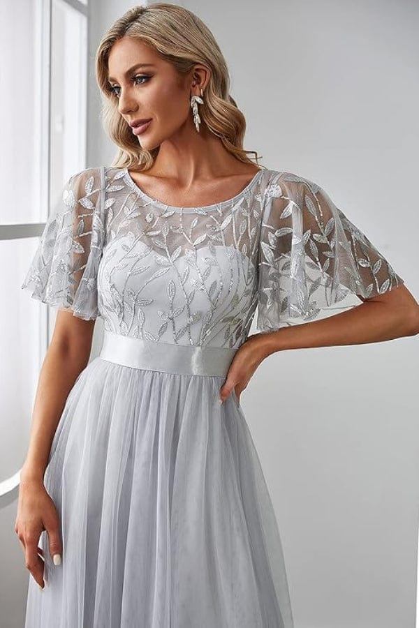 Robe de Demoiselle D'Honneur Gris Argenté