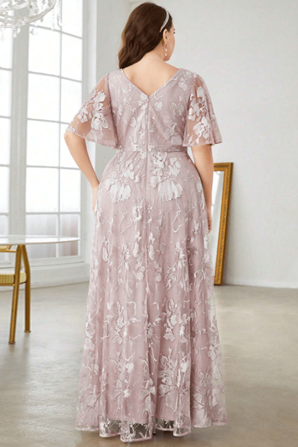 Robe de Demoiselle D'Honneur Rose Grande Taille