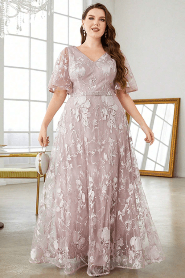 Robe de Demoiselle D'Honneur Rose Grande Taille