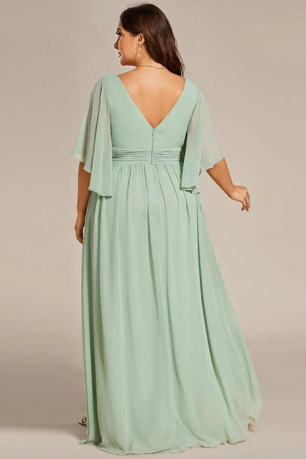 Robe de Demoiselle D'Honneur Vert Sauge Grande Taille