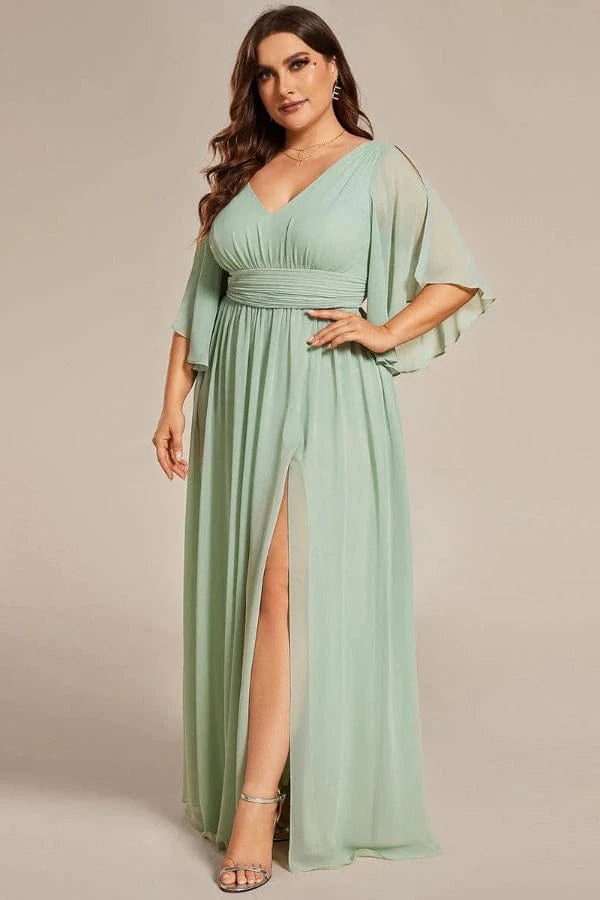 Robe de Demoiselle D'Honneur Vert Sauge Grande Taille