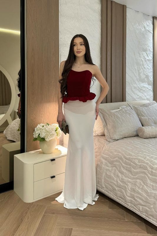 Robe De Mariée Bordeaux Ivoire