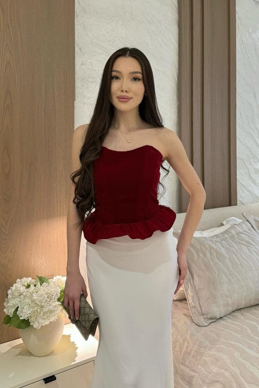 Robe De Mariée Bordeaux Ivoire