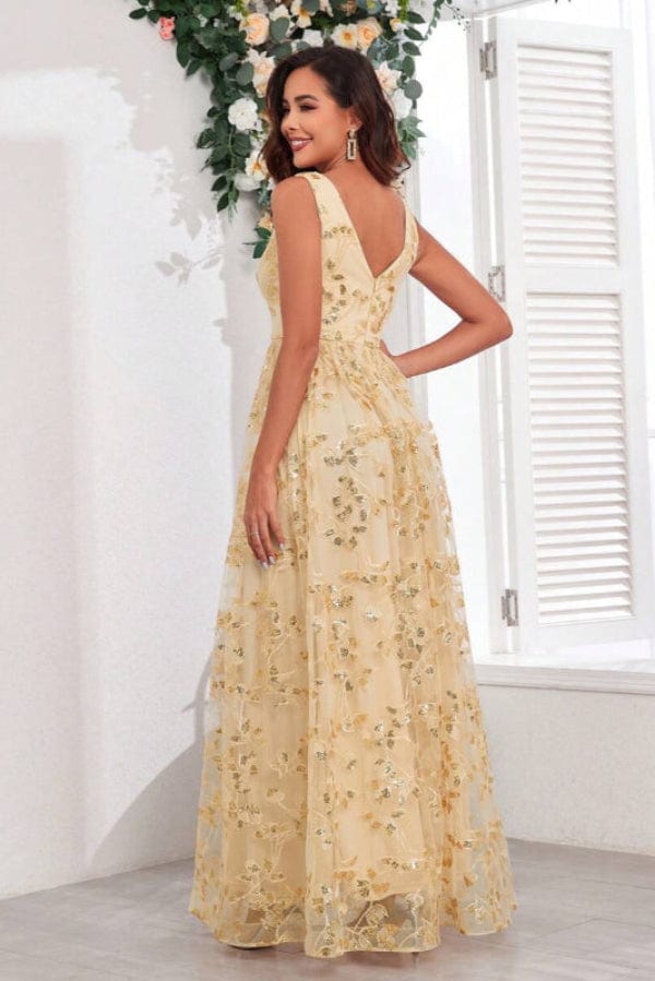 Robe Demoiselle D'Honneur Beige Doré