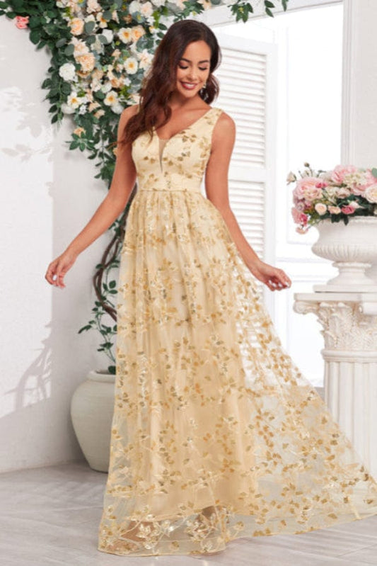 Robe Demoiselle D'Honneur Beige Doré