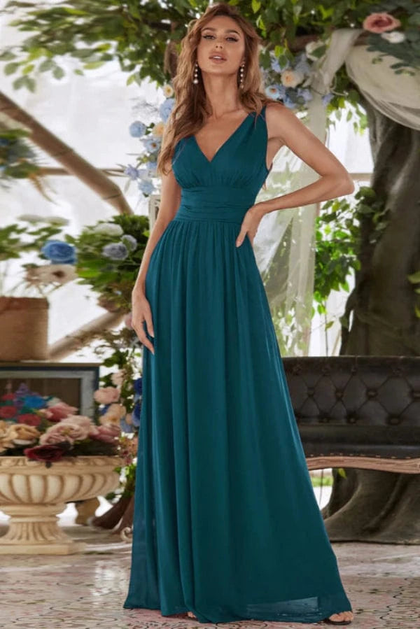 Robe Demoiselle D'Honneur Bleu Paon