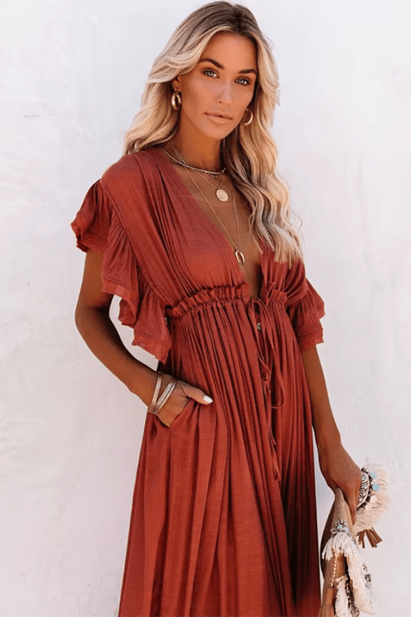 Robe Demoiselle D'Honneur Bohème Terracotta