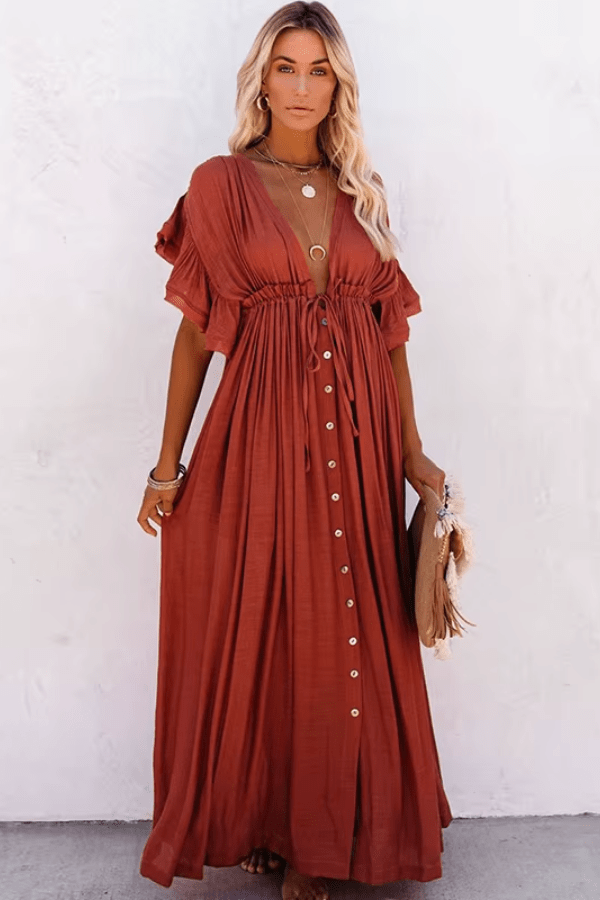 Robe Demoiselle D'Honneur Bohème Terracotta