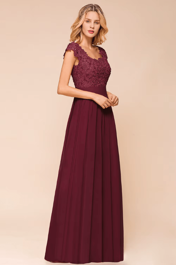 Robe Demoiselle D'Honneur Bordeaux Dentelle