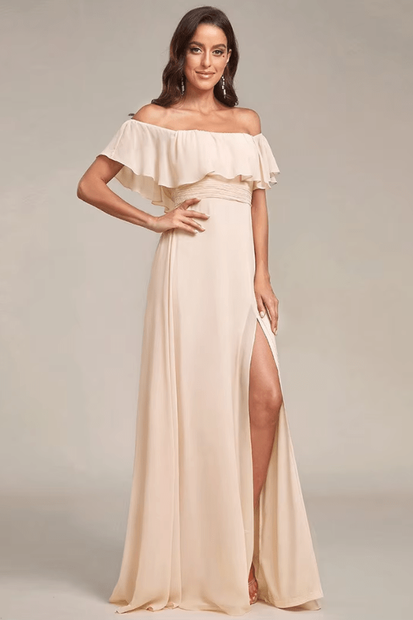 Robe Demoiselle D'Honneur Col Bardot