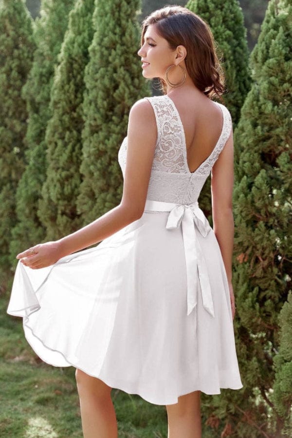 Robe Demoiselle D'Honneur Courte Blanche