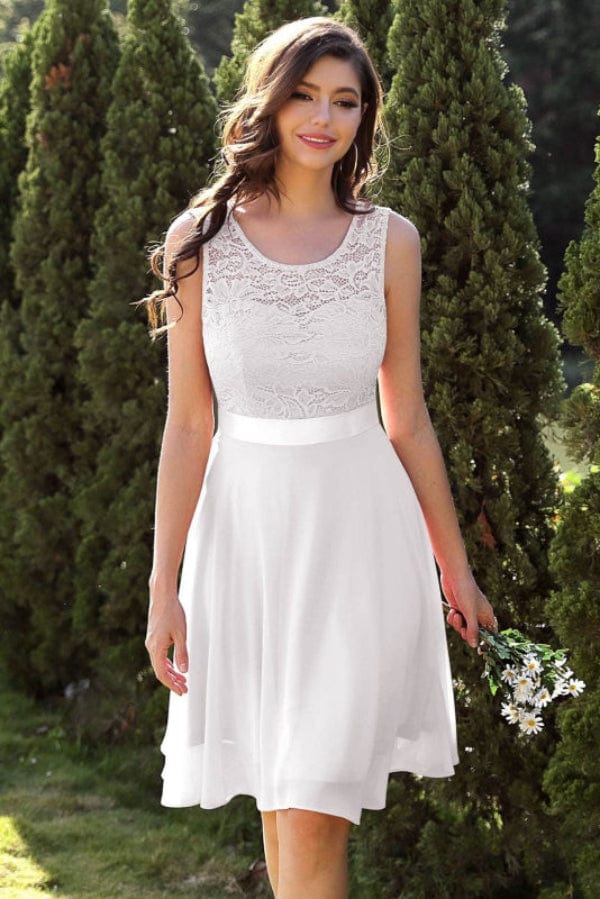 Robe Demoiselle D'Honneur Courte Blanche