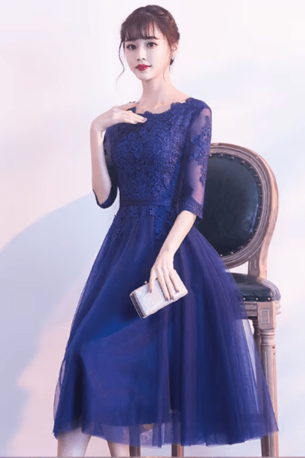Robe Demoiselle D'Honneur Courte Dentelle