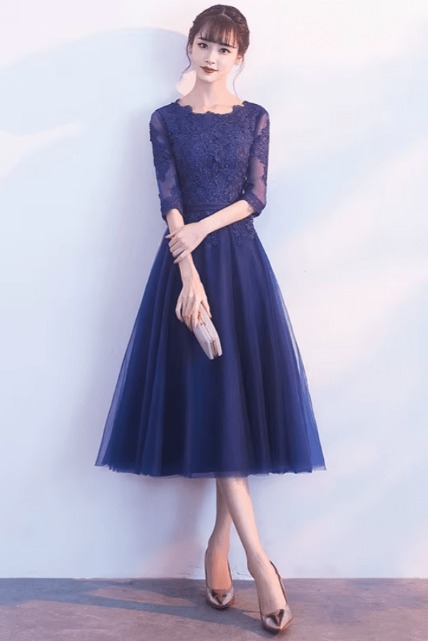 Robe Demoiselle D'Honneur Courte Dentelle