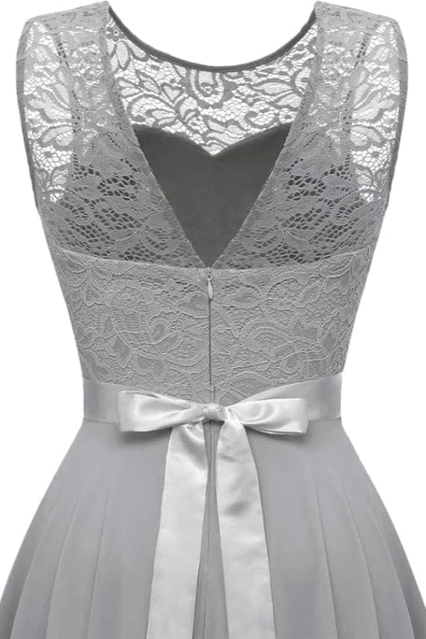 Robe Demoiselle D'Honneur Gris Perle