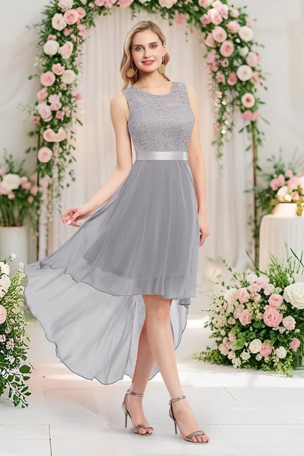 Robe Demoiselle D'Honneur Gris Perle
